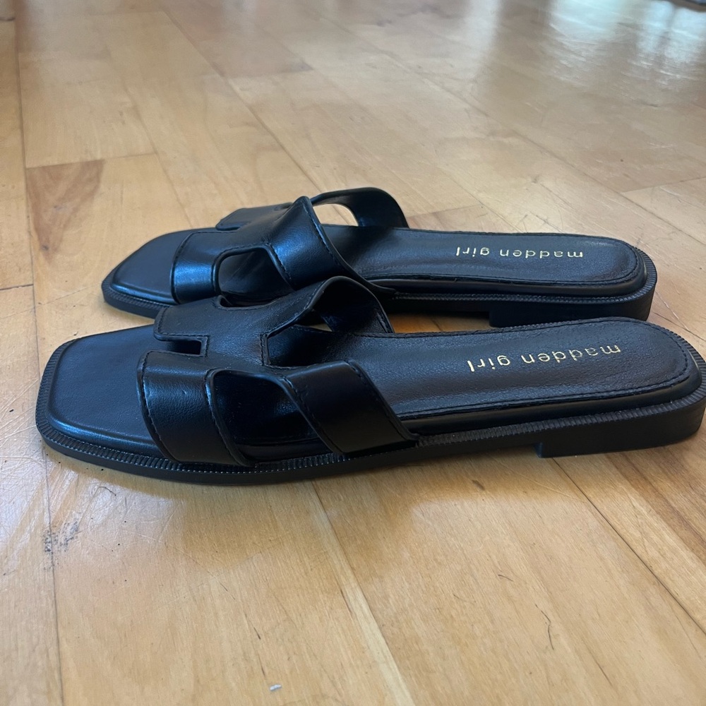 Madden Girl Black Slide Sandals